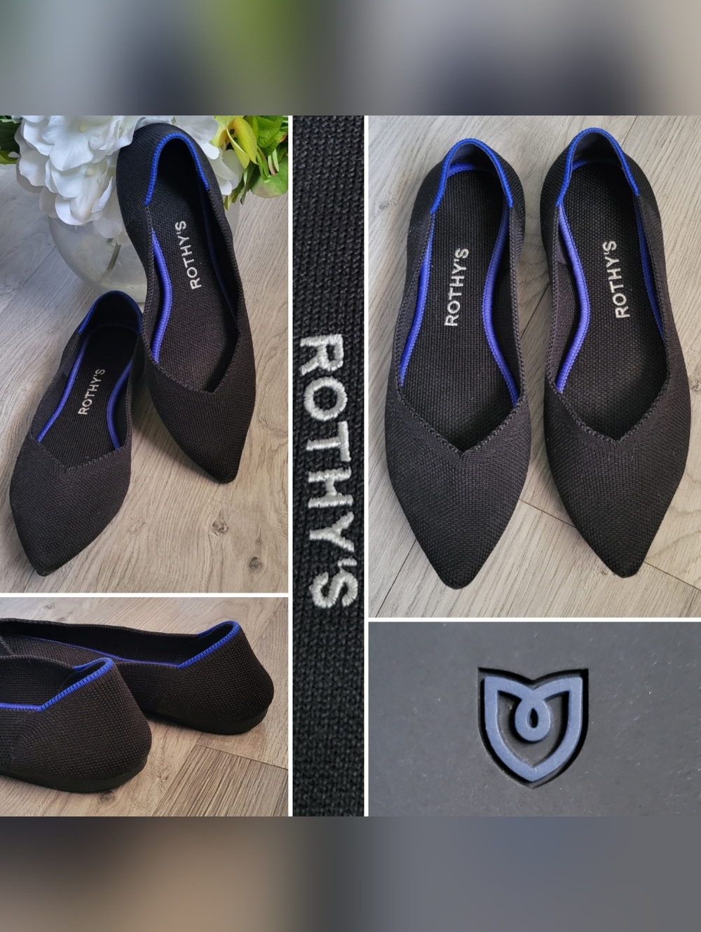 Rothy's The Point Black Flats, Women's US 5.5 EU 35.5